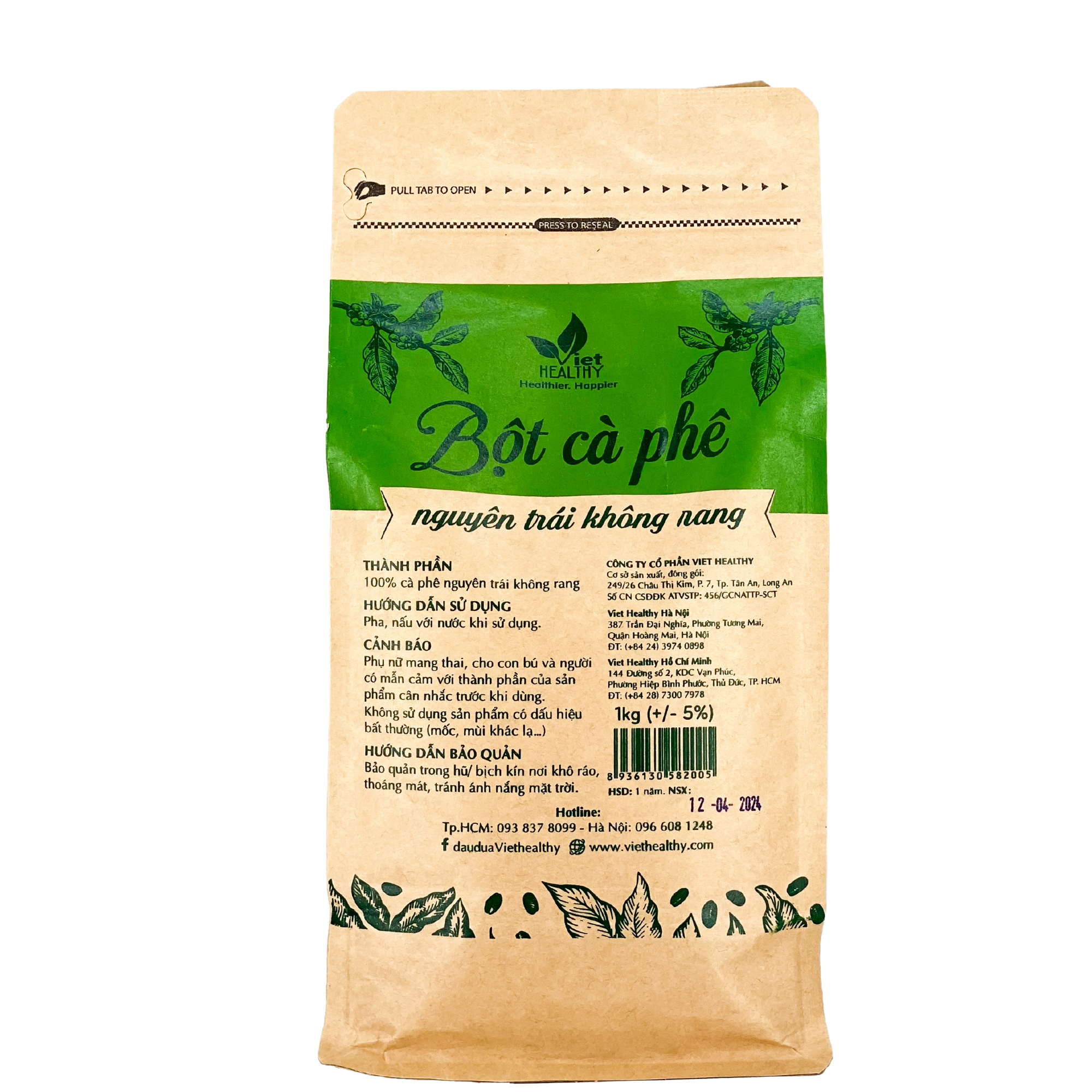 Bột Cà phê nguyên trái không rang 1kg