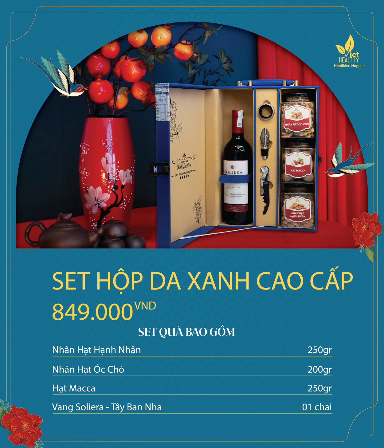 Set hộp da xanh