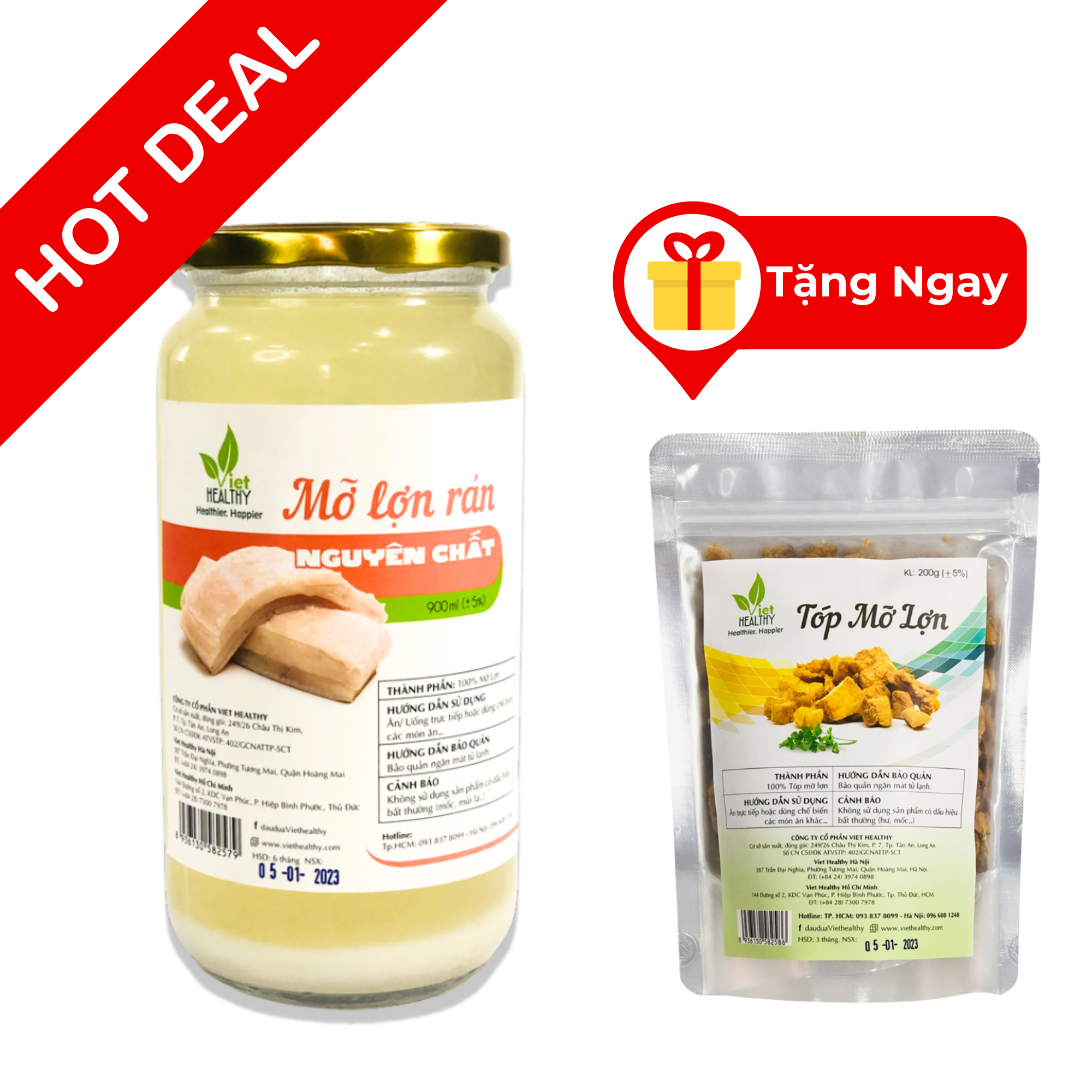 Mỡ Lợn rán nguyên chất 900ml