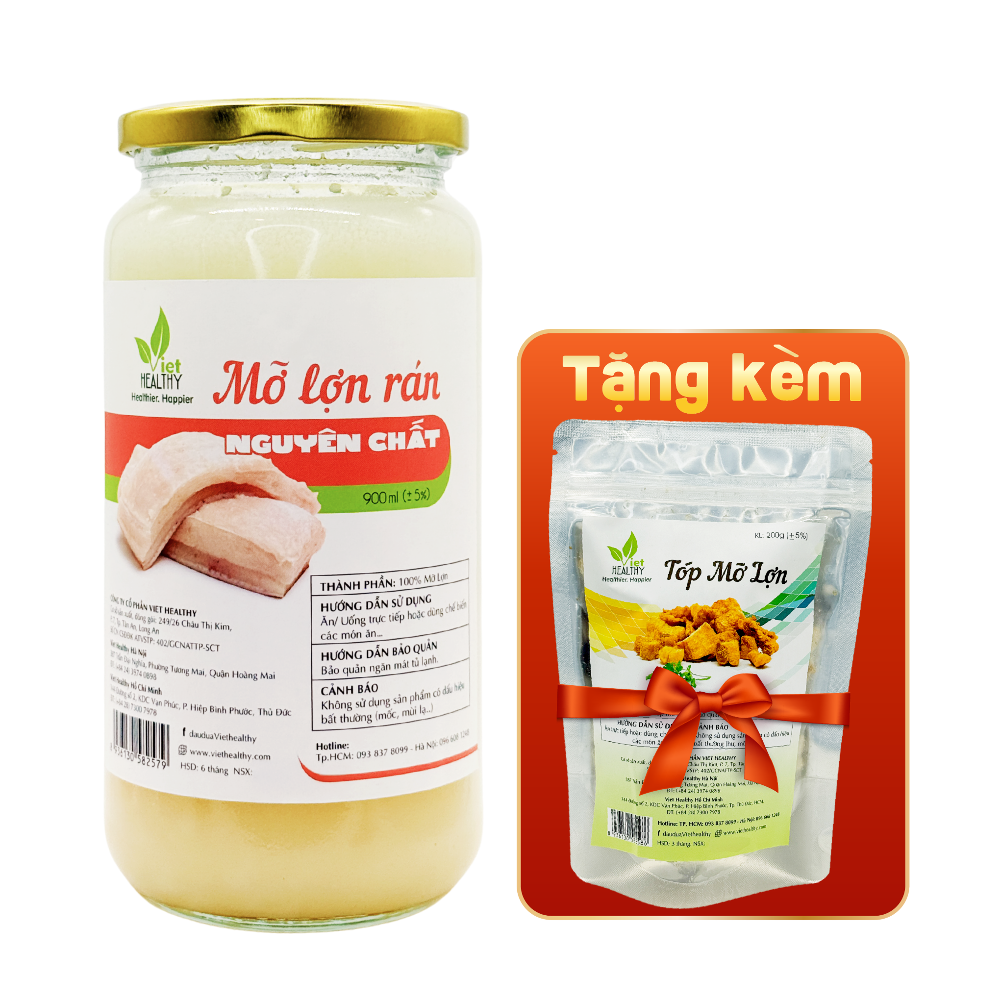 Mỡ Lợn rán nguyên chất 900ml