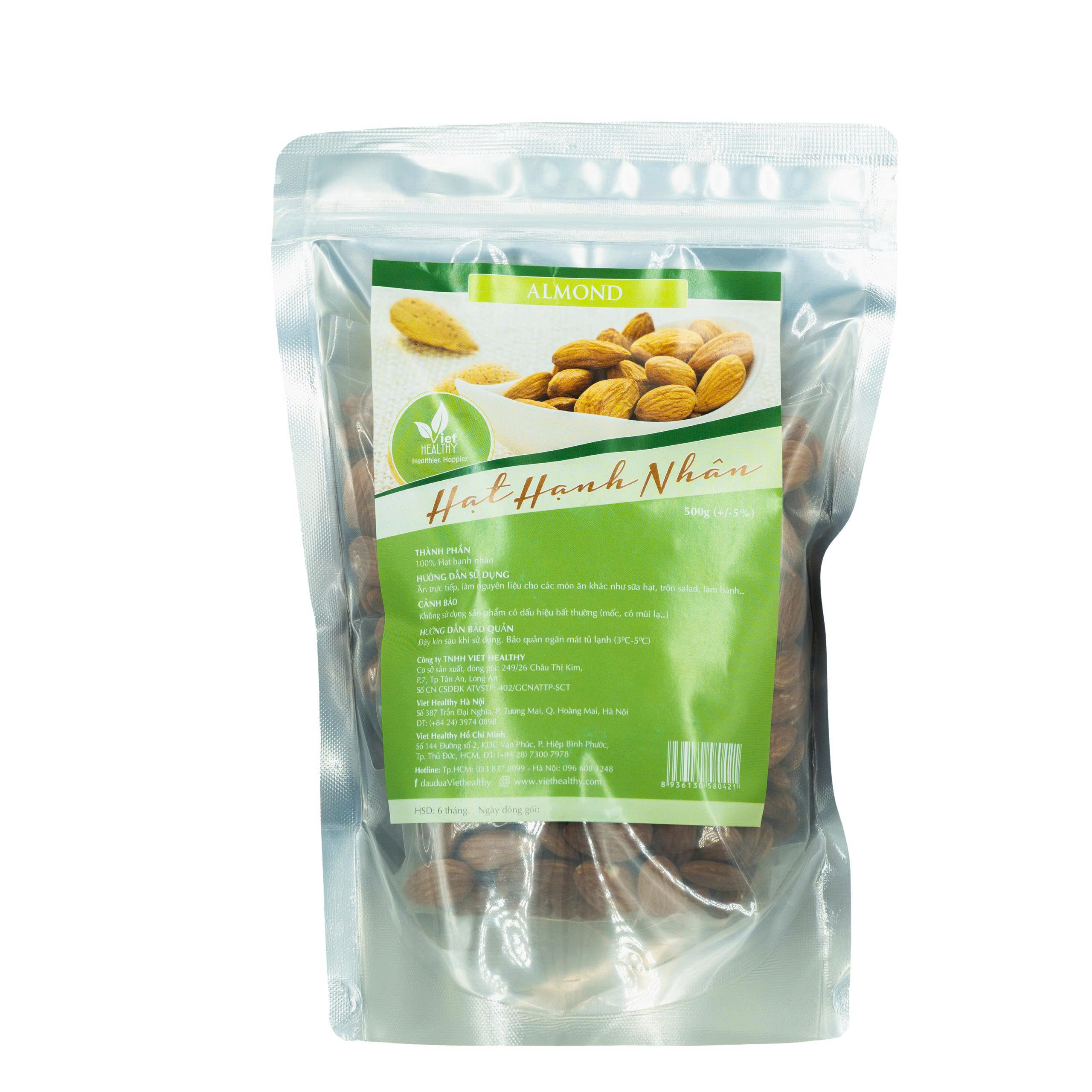 Nhân hạt Hạnh nhân 500g